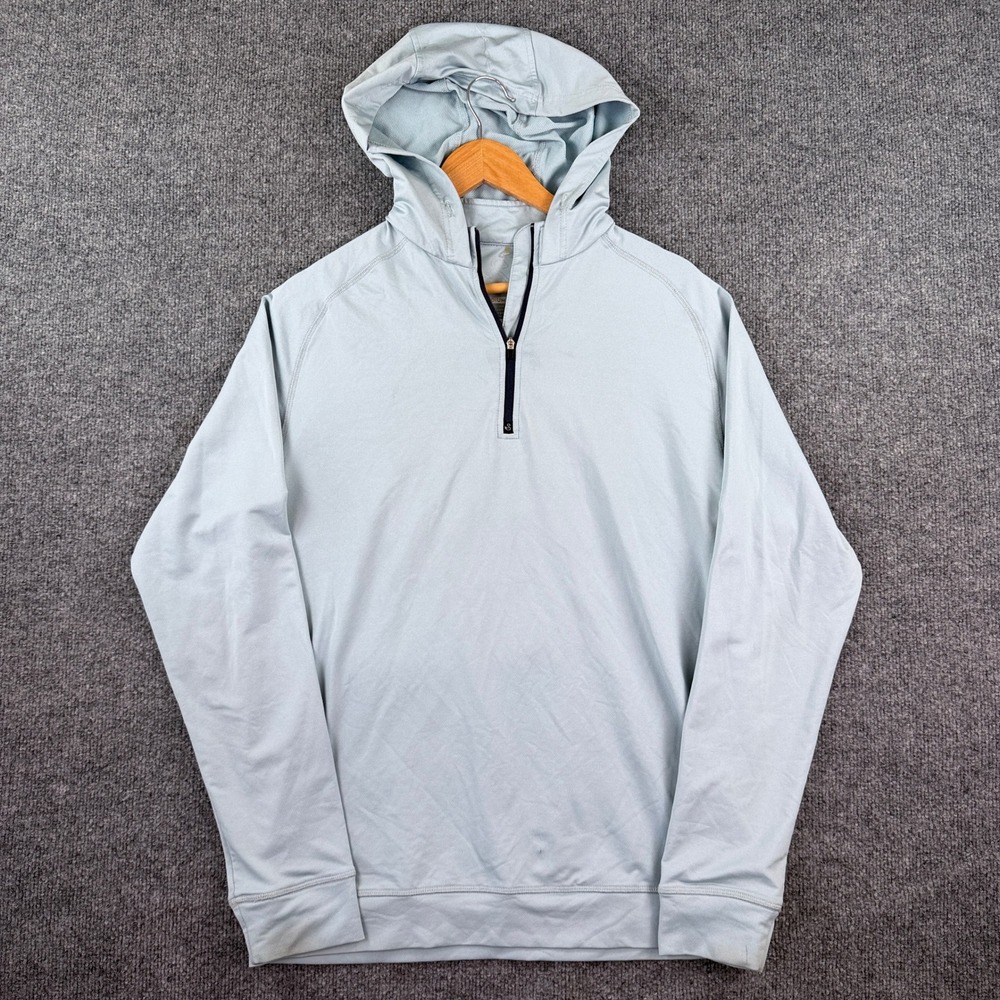 Swannies Golf 1/4 Zip Hoodie Mens M Blue Performance Stretch Sun Pullover